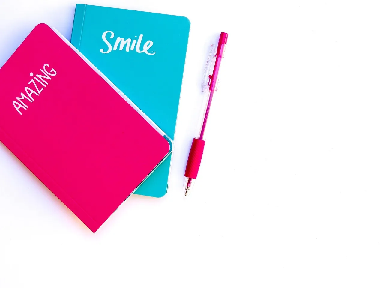 pink, blue, notebook, pen, write, school, supply, office